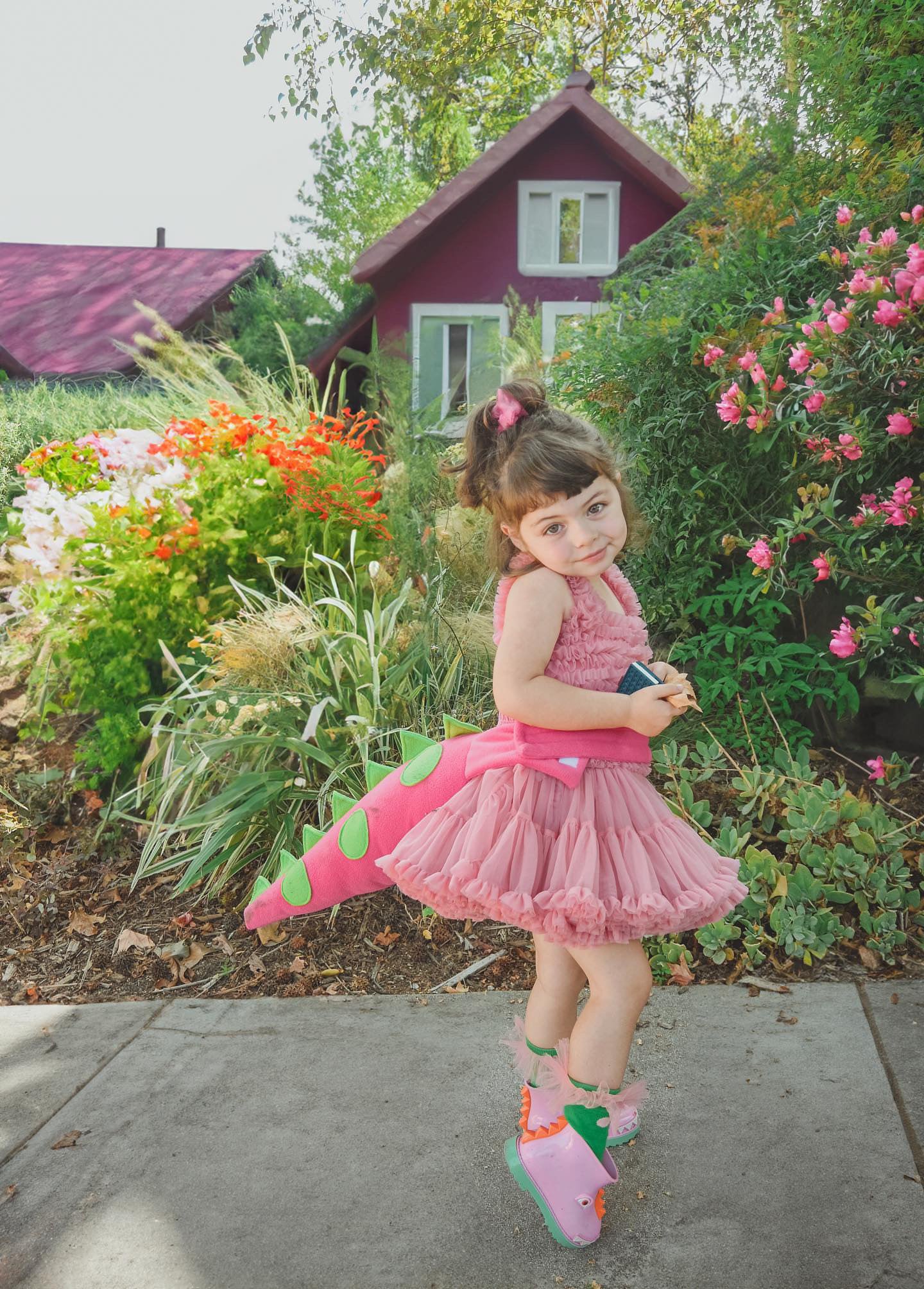 Pink spotty dinosaur tail