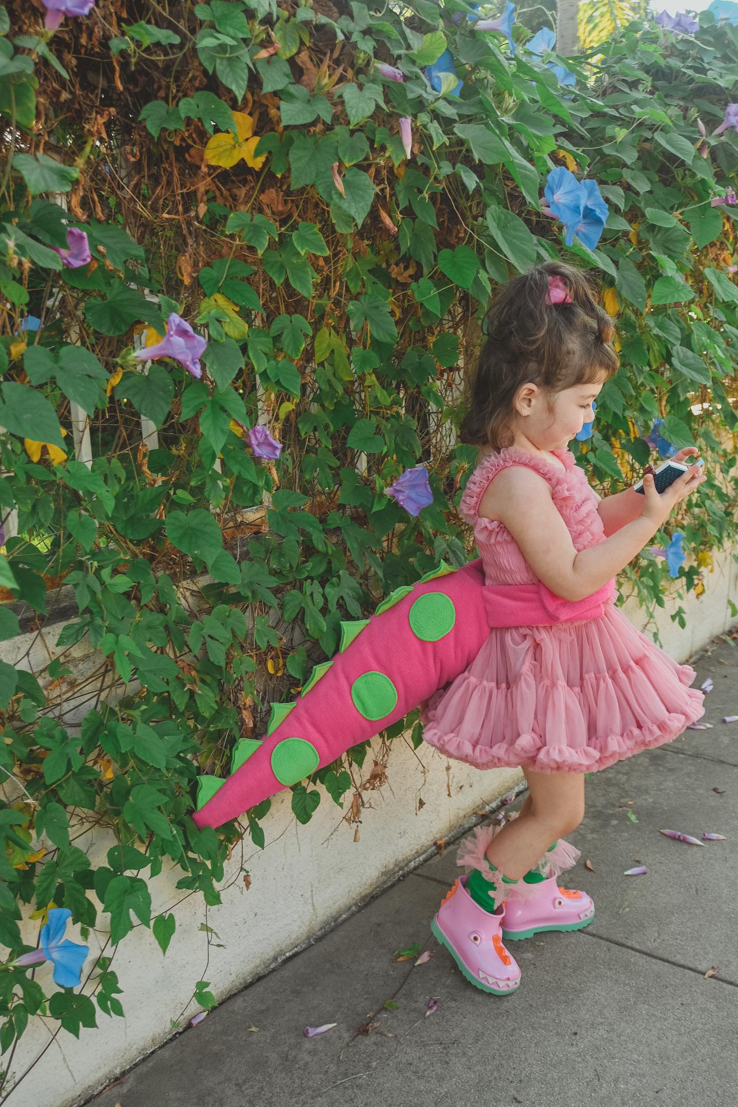 Pink spotty dinosaur tail